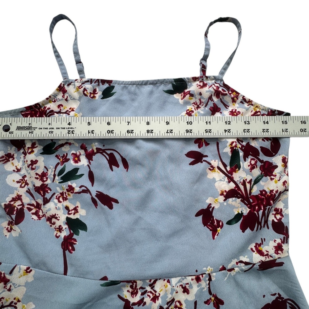Berrylush Floral Mini Dress Womens Small Blue Sleeveless Adjustable Strap Summer - Picture 4 of 11